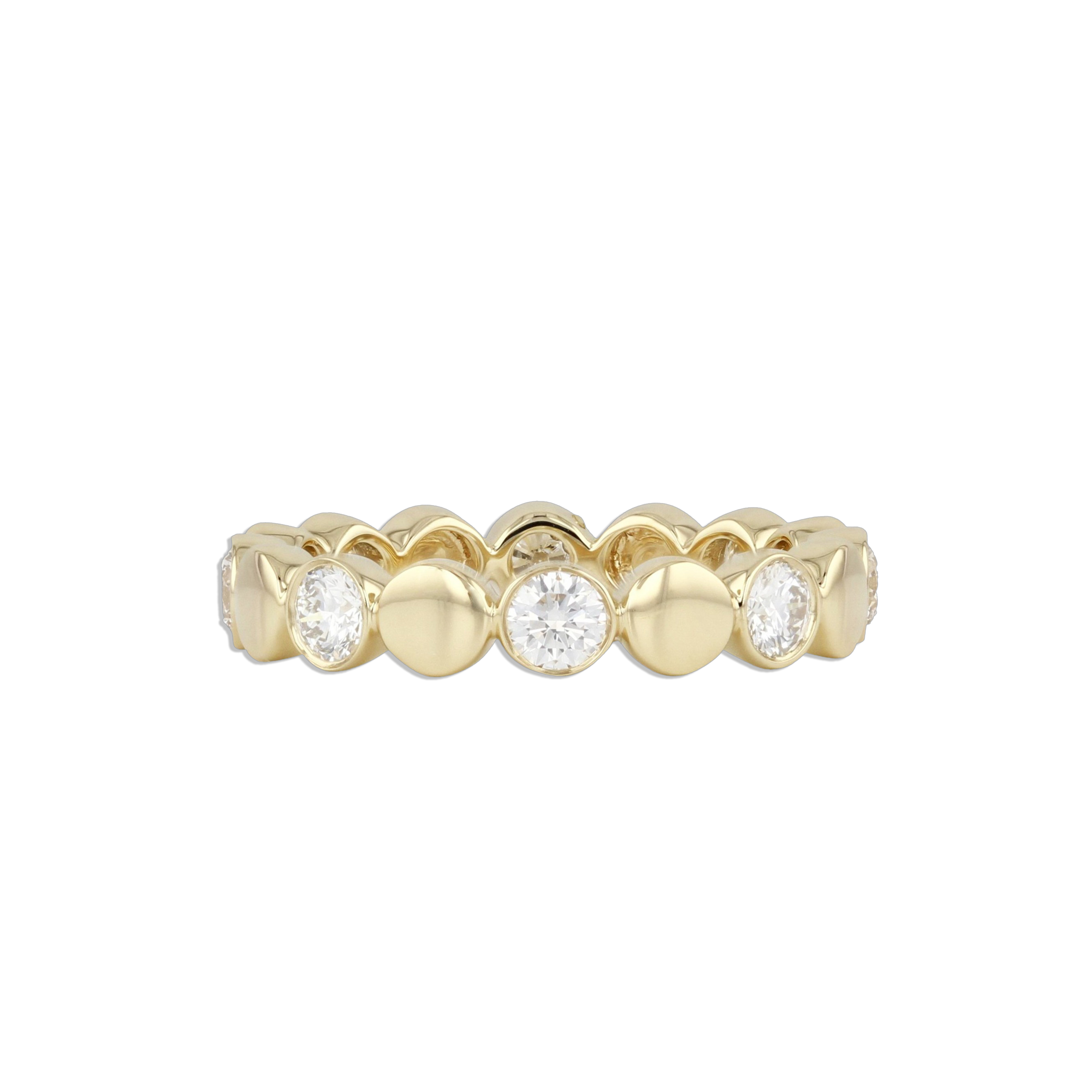 Alternating Diamond Flat Gold Ball Ring Alexa Leigh