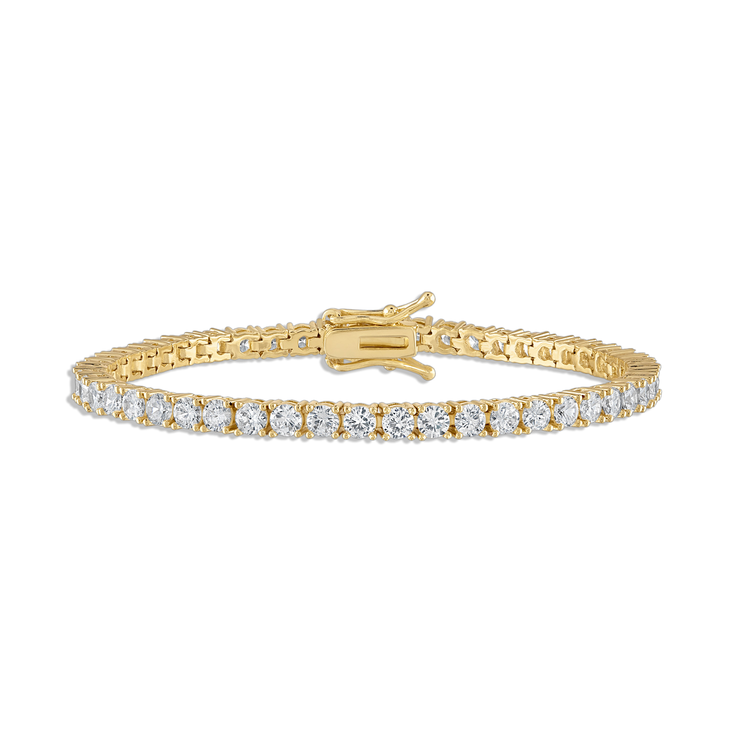 Cubic Zirconia Tennis Bracelet in Sterling Silver with 14K Gold Plate - 7.25" Cubic Zirconia Tennis Bracelet in Sterling Silver with 14K Gold Plate - 7.25"