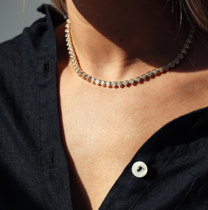 Nora Heart Tennis Necklace