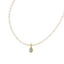 Small Bezel Pear Pearl Necklace
