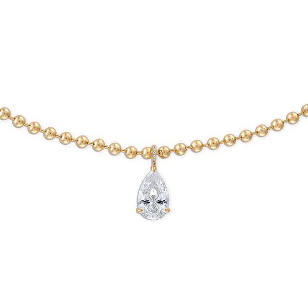 Power Necklace | Lab Gemstone Pear Pendant | 18k Gold Filled