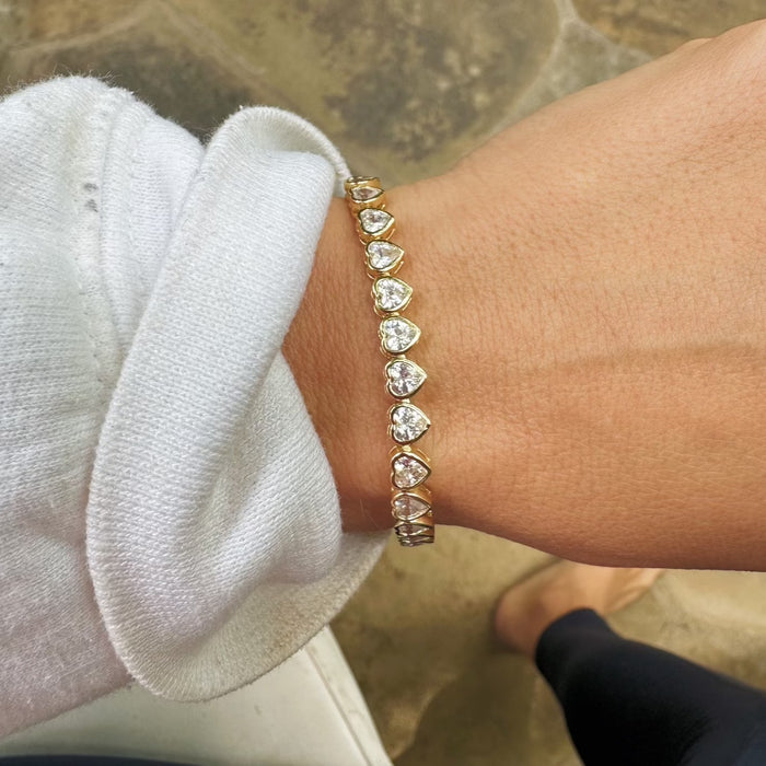 Gold heart tennis best sale bracelet