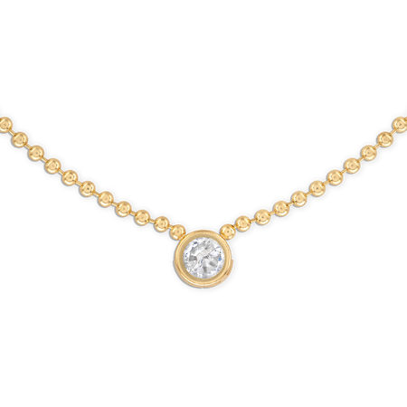 3MM Crystal Gold Ball Chain Necklace