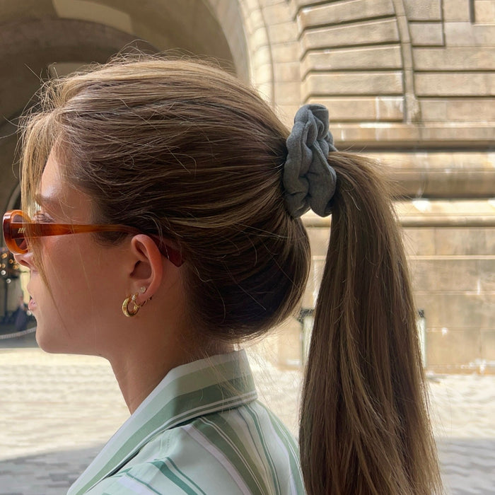 Grey Cotton Hair Scrunchie