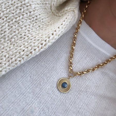 Blue Tiger Eye Sunburst Necklace