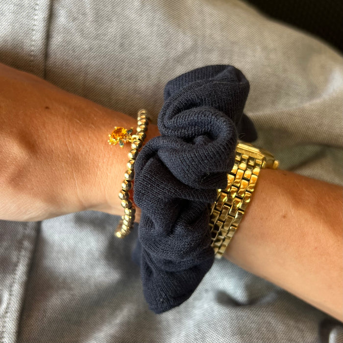 Navy Cotton Hair Scrunchie