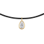 Large Bezel Pear Leather Necklace