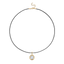 Round Bezel Leather Necklace