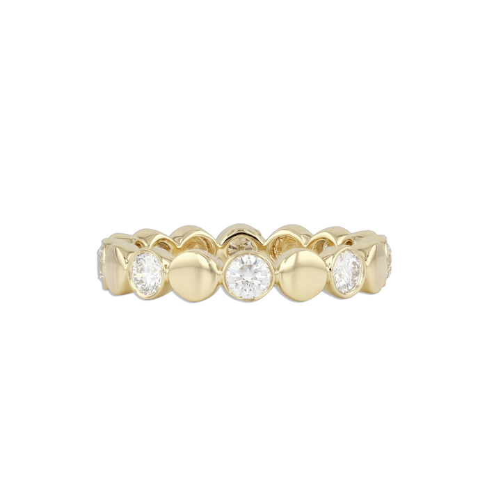 Alternating Diamond Flat Gold Ball Ring