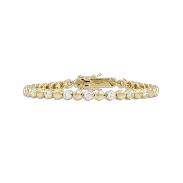 Alternating Diamond Flat Gold Ball Tennis Bracelet – Alexa Leigh