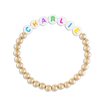 Gold Ball Bracelet with Custom Word Alexa Leigh