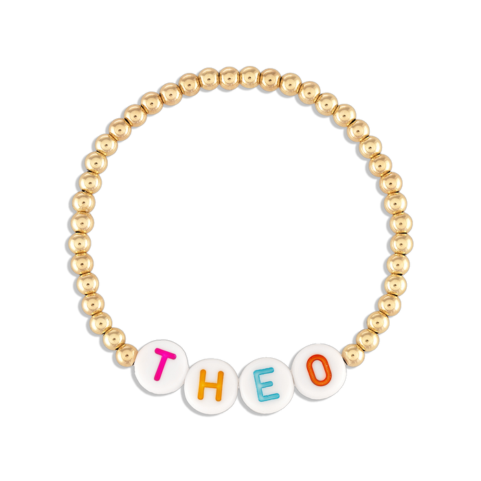 Gold Ball Bracelet with Custom Word Alexa Leigh