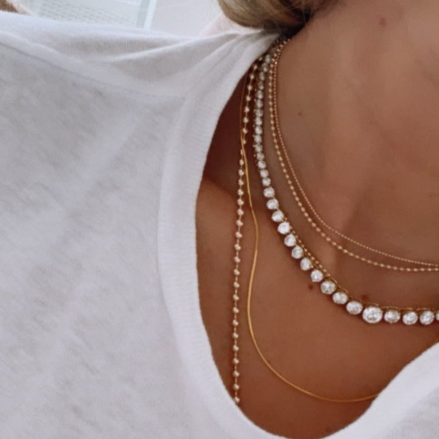 1MM Diamond Cut Gold Ball Chain Necklace