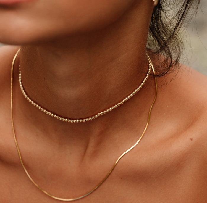 Gold Ball Necklace 3mm | Alexa Leigh Sterling Silver / 15